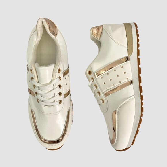 Shoes - NEW Metallic White Fashion Sneaker Women's Size EU 42 / US 11.5